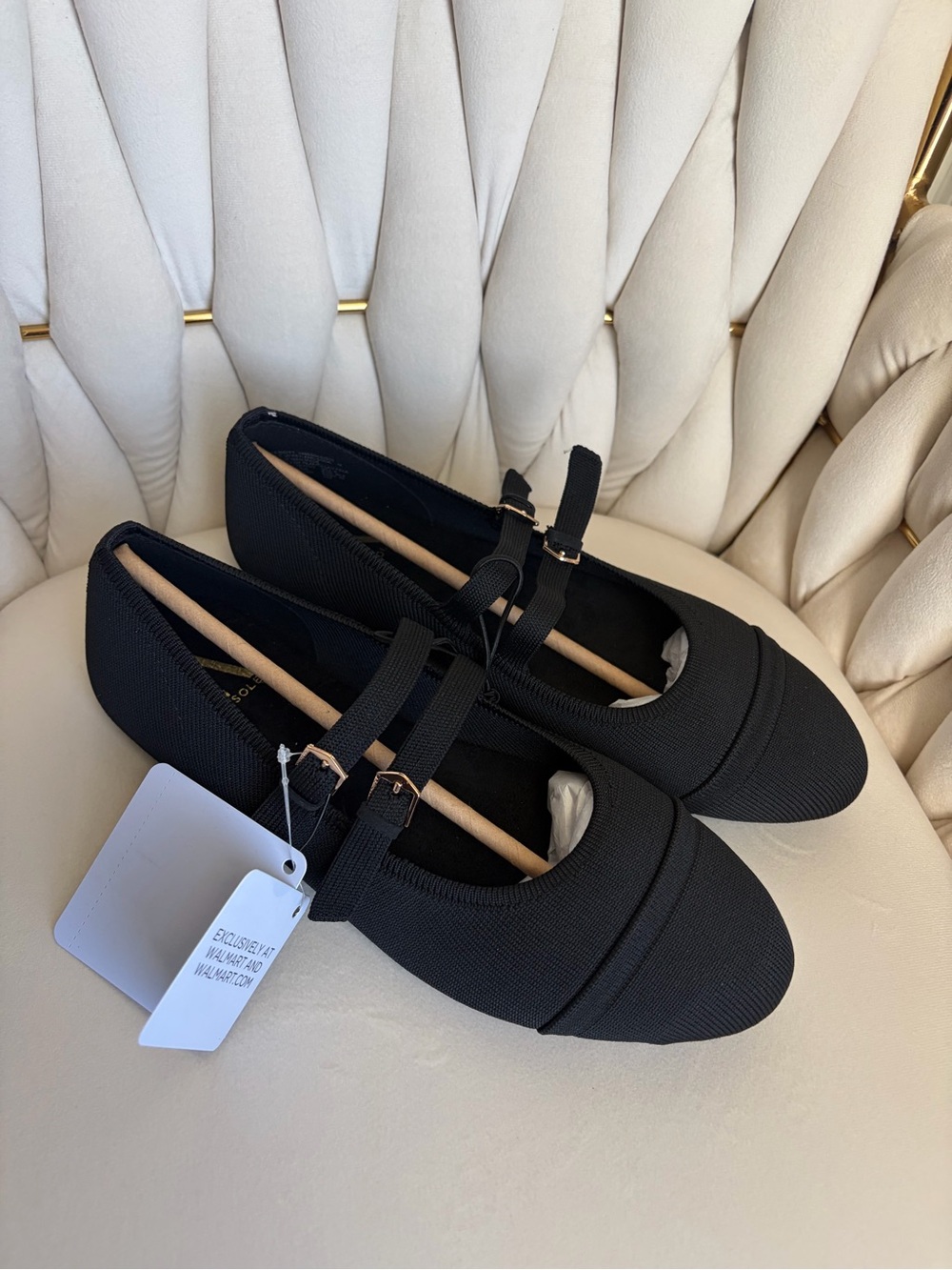 Aerosols Britt Black Mary Jane Flats with Double Straps - Women Shoes